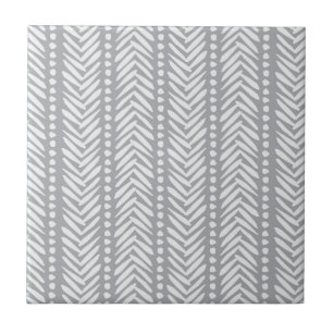 Grey Hand Drawn Chevron Pattern Tile