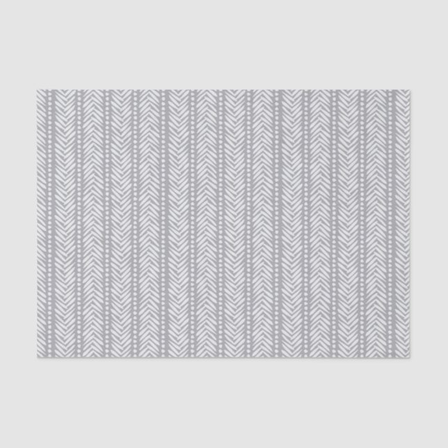 Grey Hand Drawn Chevron Pattern Tissue Paper (Front)