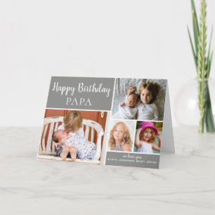 Grey Happy Birthday PAPA Photo Collage Card
