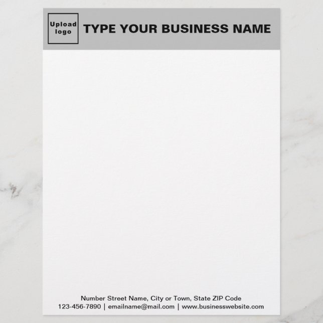 Grey Header and Black Texts Footer on Business Let Letterhead (Front)