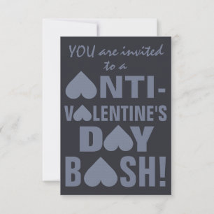 Grey Heart Anti-Valentine custom party invitations