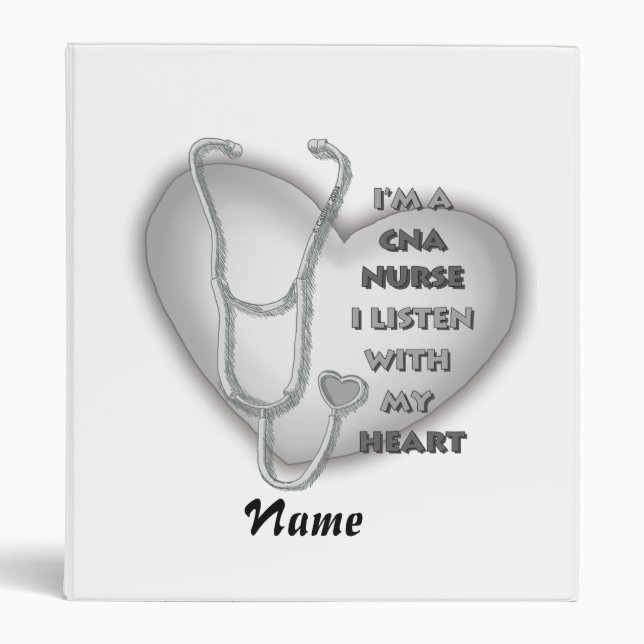Grey Heart CNA Nurse Binder (Front)