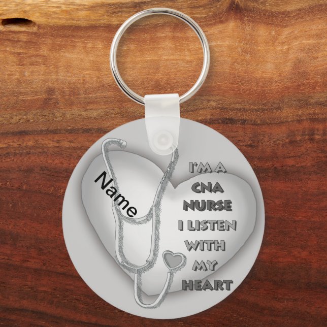 Grey Heart CNA Nurse Keychain (Front)