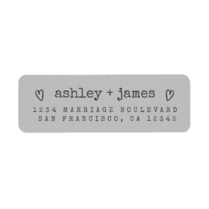 Grey Heart Couple Return Address