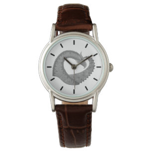Grey heart dragon on white watch