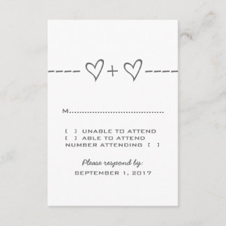 Grey Heart Equation Response Card