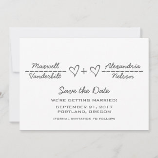 Grey Heart Equation Save the Date Invite