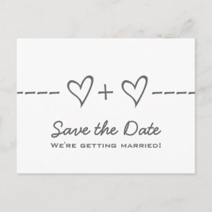 Grey Heart Equation Save the Date Postcard