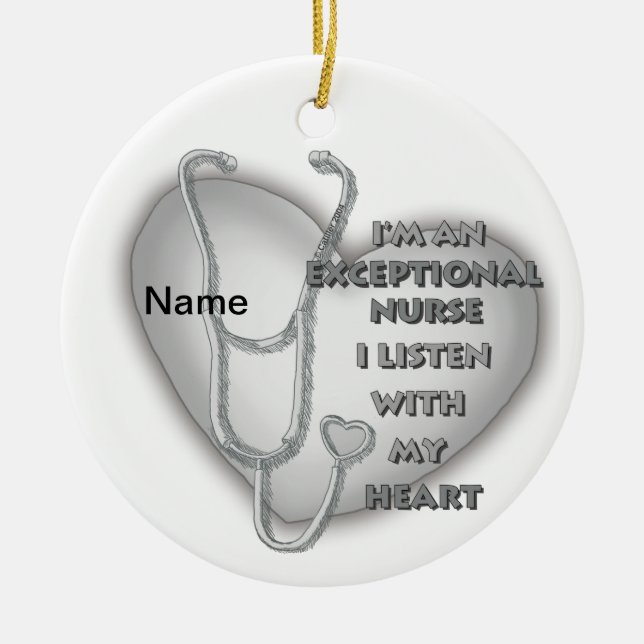 Grey heart exceptional nurse  ceramic ornament (Front)