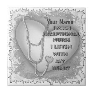 Grey Heart Exceptional Nurse  Tile