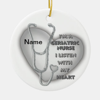 Grey heart Geriatric Nurse Ceramic Ornament