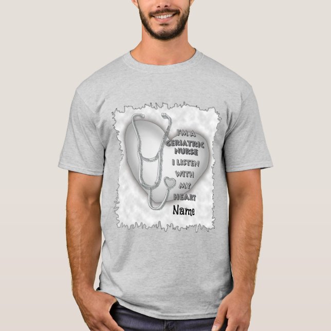 Grey heart Geriatric Nurse T-Shirt (Front)