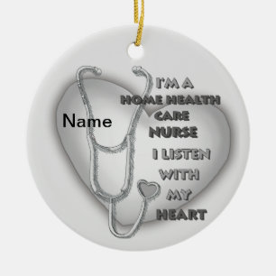 Grey Heart Health Care Nurse Ceramic Ornament