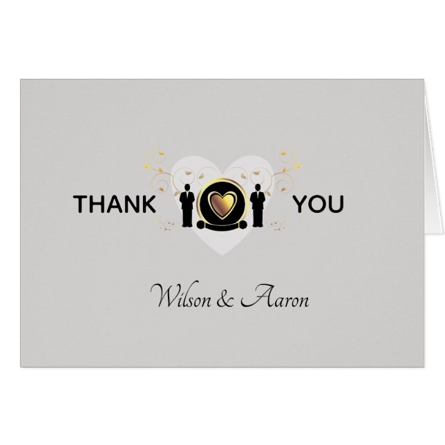 Grey Heart Homme Mariage | CARTE DE REMERCIEMENTS (Devant Horizontal)