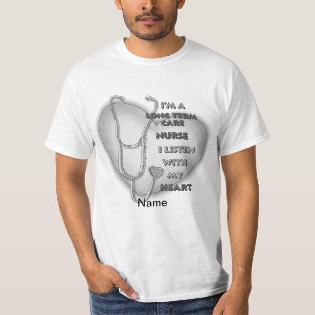 Grey Heart Long Term Care Nurse T-Shirt (Front)