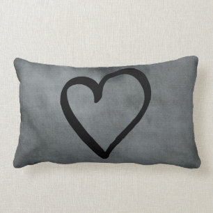 Grey Heart Lumbar Pillow