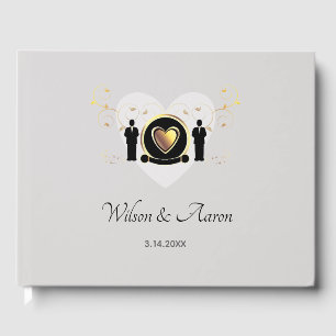 Grey Heart Male Wedding Guestbook
