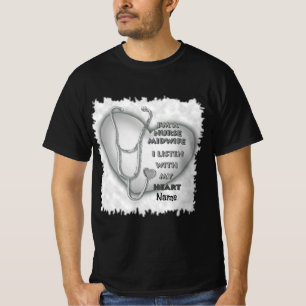 Grey Heart Midwife Nurse T-Shirt