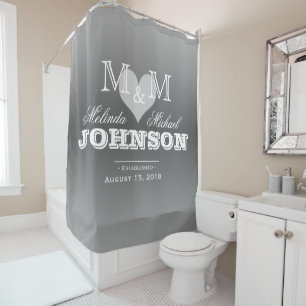 Grey Heart Monogram Wedding