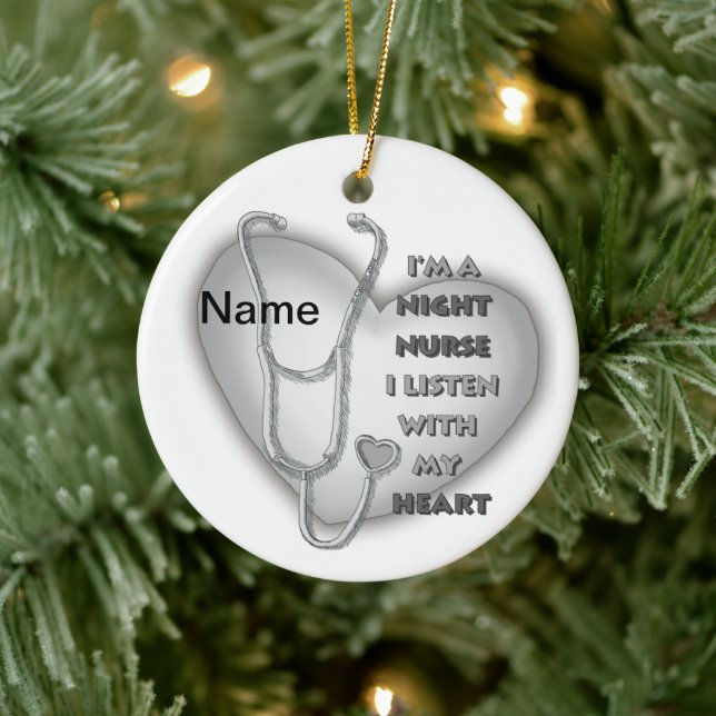 Grey Heart Night Nurse Ceramic Ornament (Tree)