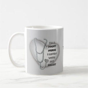 Grey Heart Night Nurse Coffee Mug