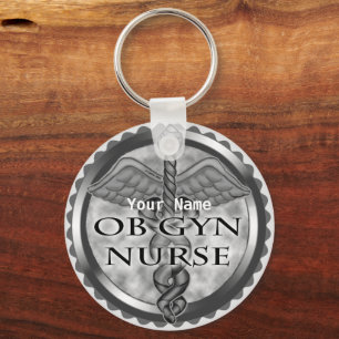 Grey heart ObGyn Nurse Keychain