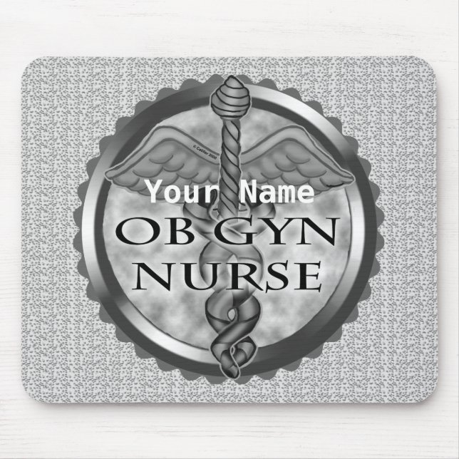 Grey heart ObGyn Nurse Mouse Pad (Front)