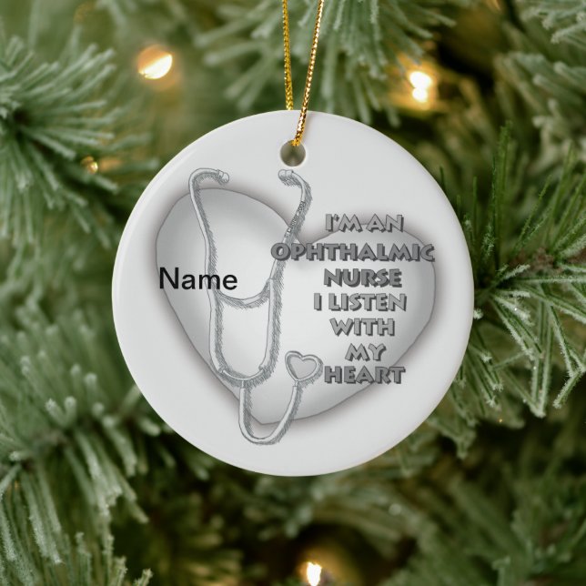 Grey Heart Ophthalmic Nurse Ceramic Ornament (Tree)
