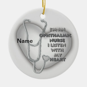 Grey Heart Ophthalmic Nurse Ceramic Ornament