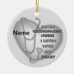 Grey Heart Orthopedic Nurse Ceramic Ornament