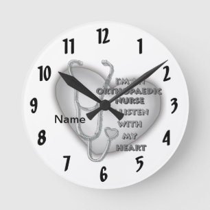 Grey Heart Orthopedic Nurse Round Clock