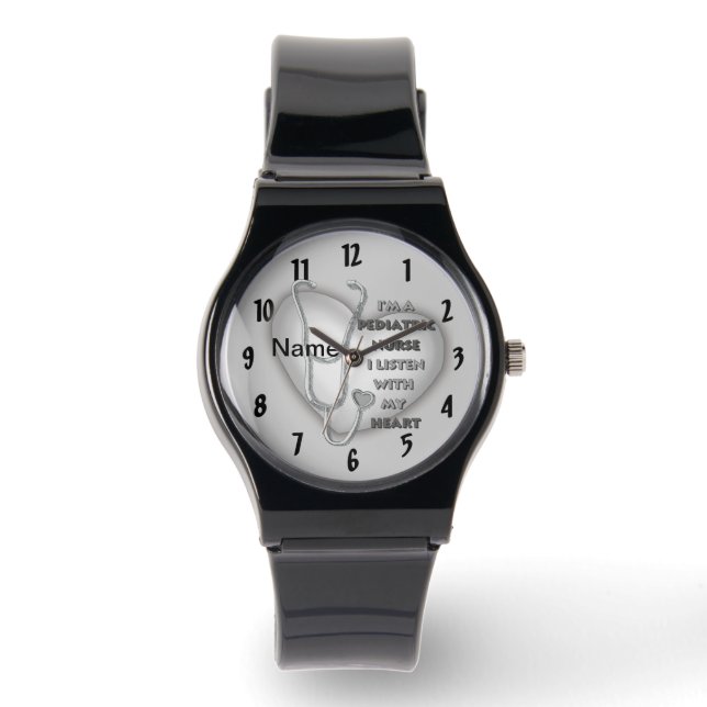 Grey Heart Pediatric Nurse Watch (Front)