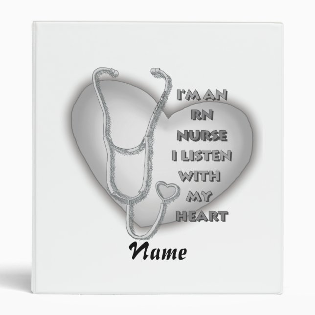 Grey Heart RN Registered Nurse Binder (Front)