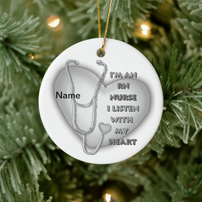 Grey Heart RN Registered Nurse Ceramic Ornament (Tree)