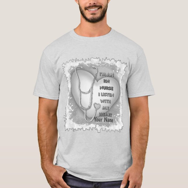 Grey Heart RN Registered Nurse T-Shirt (Front)