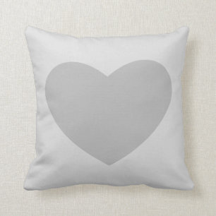 Grey Heart Throw Pillow