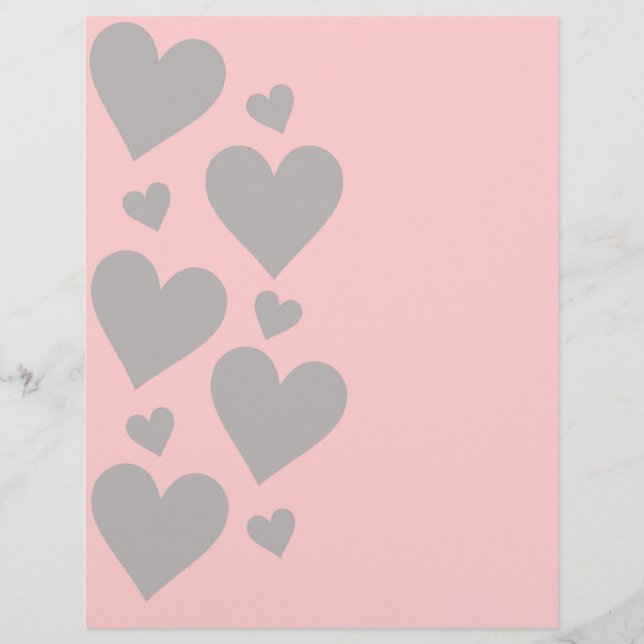 Grey hearts on a pink background (Front)