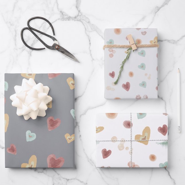 Grey Hearts | Watercolor Wrapping Paper (Creator Uploaded)