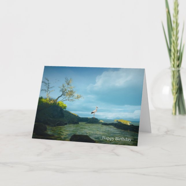 Grey Heron image for Birthday Greeting card (Front)