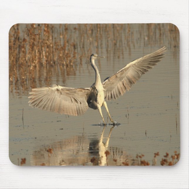 Grey Heron Mouse Pad (Front)