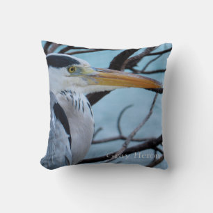 Grey Heron Throw Pillow