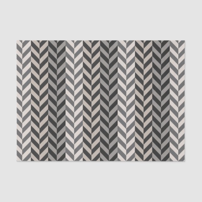 Grey Herringbone Alternating Stripes Pattern Tissue Paper (Front)