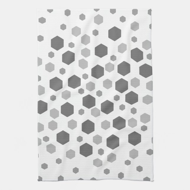 Grey Hexagons Pattern. Kitchen Towel (Vertical)