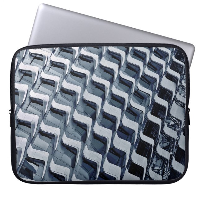 Grey high-rise building laptop sleeve (Front)