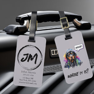 Grey Hip Hop Rottweiler Luggage Tag