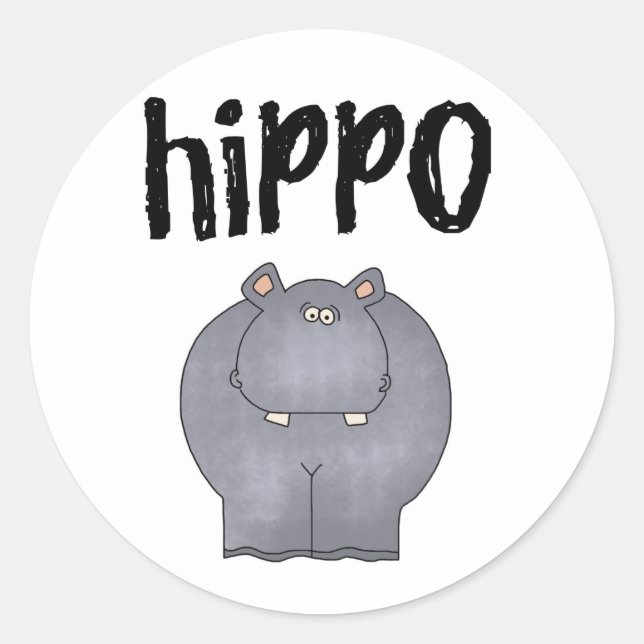 Grey Hippo Classic Round Sticker (Front)