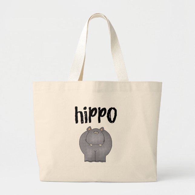 Grey Hippo Large Tote Bag (Front)