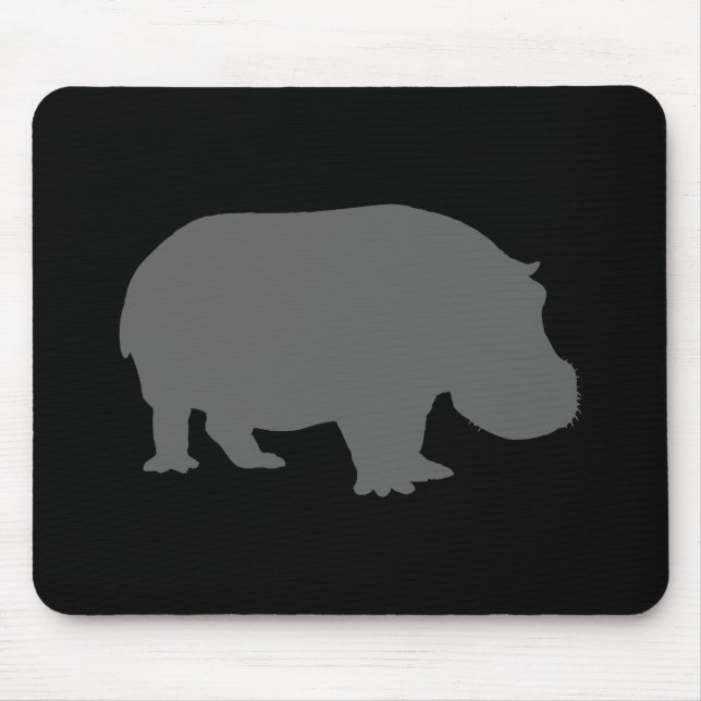 Grey Hippo Silhouette Mouse Pad (Front)