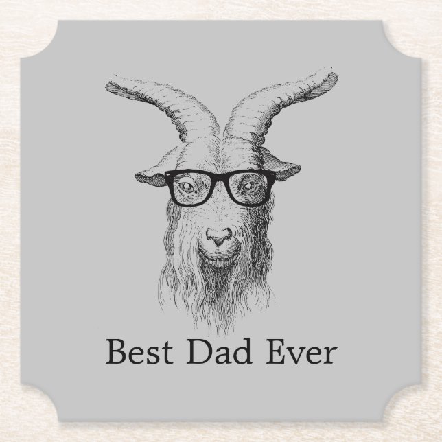 Grey Hipster Goat Paper Coaster (Front)