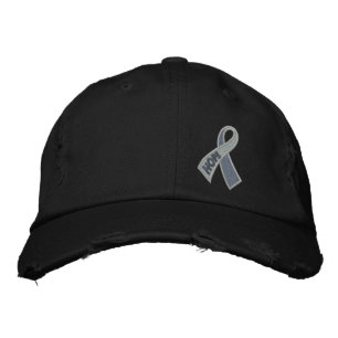 Grey Hope Cancer Diabetes Ribbon Awareness Embroidered Hat